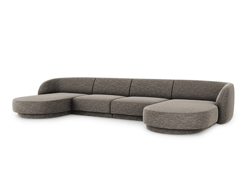 Micadoni Panoramische bank Miley 5-zits, chenille, grijs - 156x330x70cm
