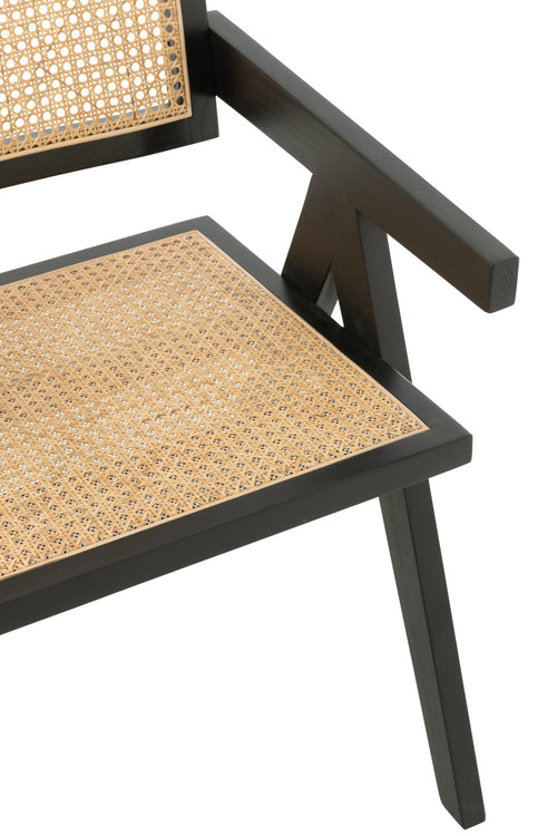 J-Line stoel Rooster - essenhout/rotan - zwart