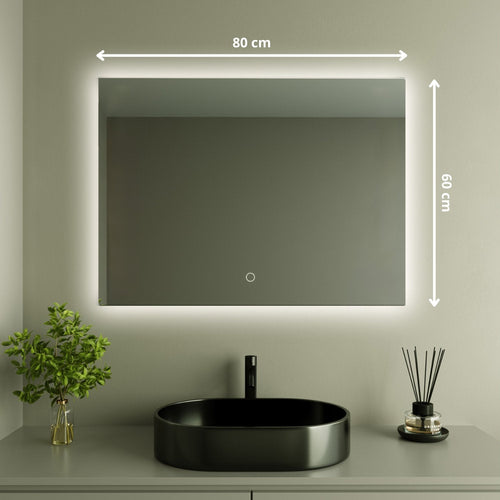 LOMAZOO badkamerspiegel Bryce - met LED verlichting & anti condens - rechthoekig - 80 x 60 cm