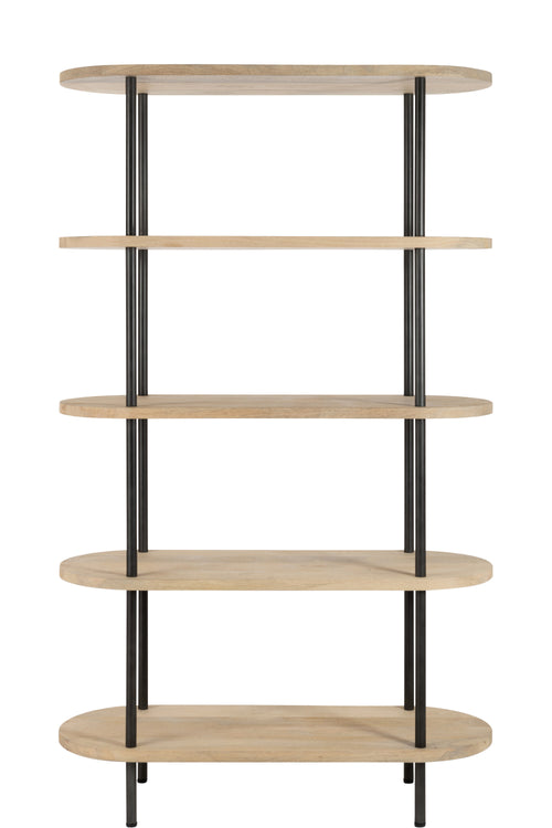 J-Line rek Eli 5 Planken Mango - hout/staal - naturel/grijs - vtwonen shop