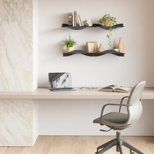 Umbra wandplanken, set van 2, Surf - 30 x 46 x 8 cm - Zwart