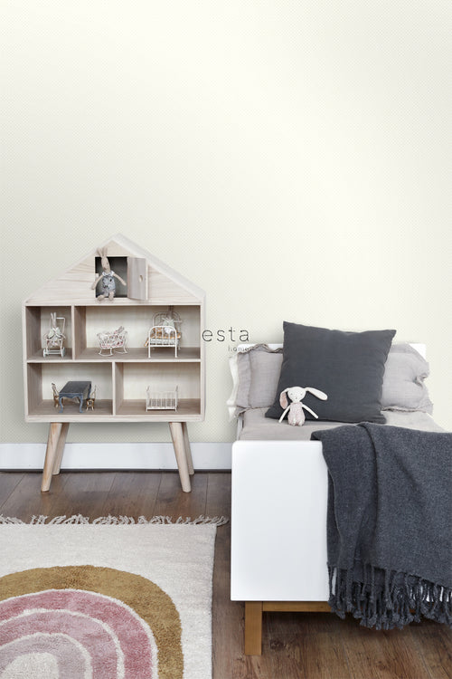 ESTAhome behang kleine stipjes gebroken wit en zilver - 53 cm x 10.05 m - 137315