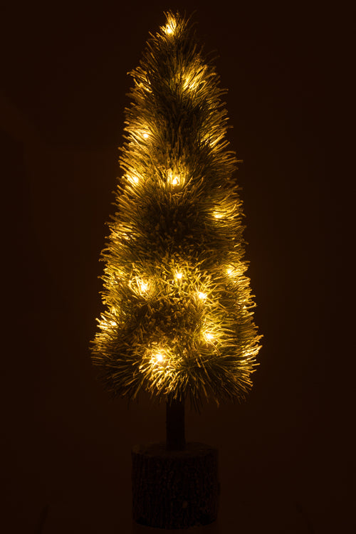 J-Line decoratie kerstboom Sneeuw - kunststof - groen - large - LED lichtjes