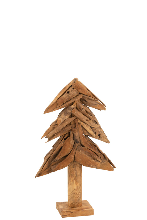 J-Line decoratie Boom Stukken Teak -  hout - naturel - medium - vtwonen shop