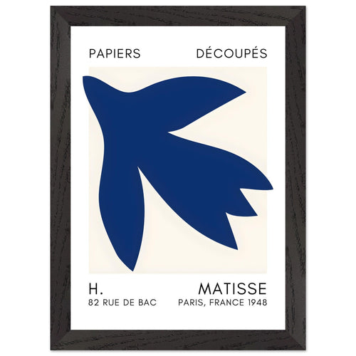 Artfulprints Poster met Lijst Matisse – Shapes in the air navy blue   - A4 21x29.7 cm - Blauw