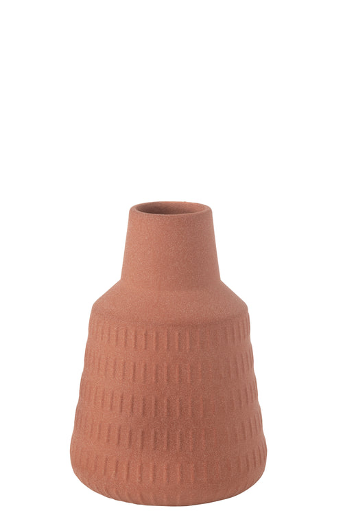 J-Line vaas Ria Gekerfd - porselein - terracotta - small - Ø 16 cm - vtwonen shop