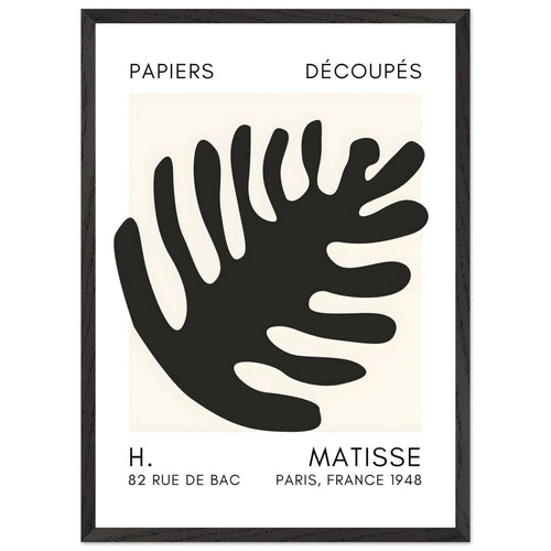 Artfulprints Poster met Lijst Matisse – Coral bloom black   - 50x70 cm - Zwart