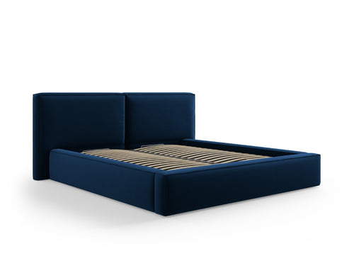 Micadoni Opbergbed met hoofdeinde Jodie 180x200cm, flueel, koningsblauw - 228x234x108cm