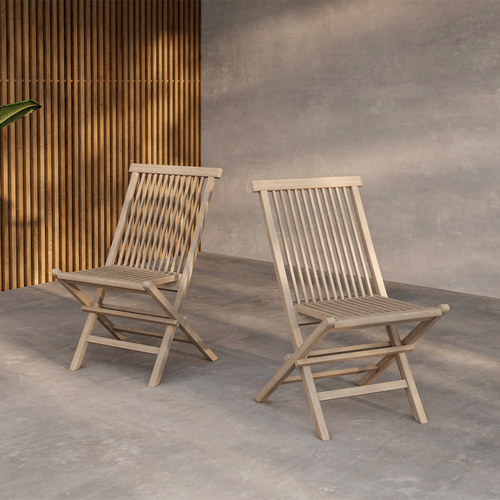 Nest outdoor Jildou Inklapbare Houten Tuinstoel Whitewash