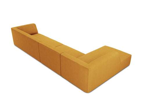 Micadoni linker hoekbank Ruby 5-zits, structurele stof, geel - 180x366x69cm