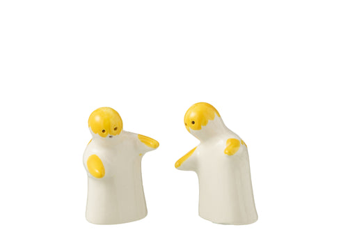 J-Line peper- en zoutmolen set Granada - keramiek - wit/geel