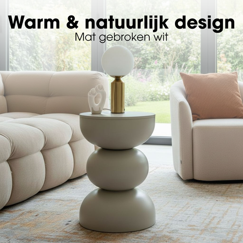 Mica Decorations Luna Bijzettafel - Bijzettafel Rond H46 x Ø32 cm - IJzeren Tafeltje voor Slaapkamer of Woonkamer - Nachtkastje of Plantentafeltje -