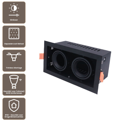 Artdelight Inbouwspot Tavira 2L - Zwart