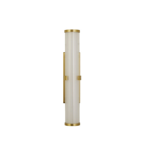 Searchlight Clamp Wandlamp Goud Metaal, Geribbelde Heldere & Opaal Diffuser