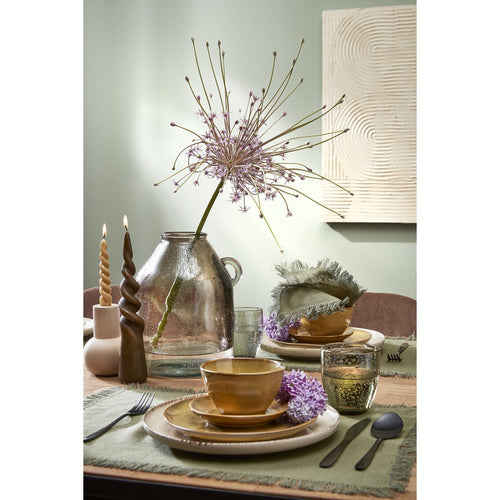Mica Decorations Twist Kaars - Set van 2 - H15 cm - Lichtbruin, glanzend
