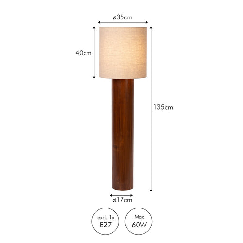 Atmooz vloerlamp Flores XL - beige - Ø 38 x H 135 cm - E27