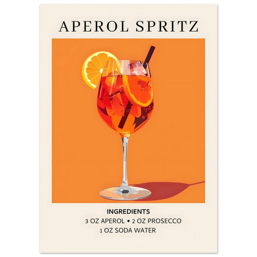 Artfulprints  Aperol Spritz - Ingrediënten   poster 50x70 cm - vtwonen shop