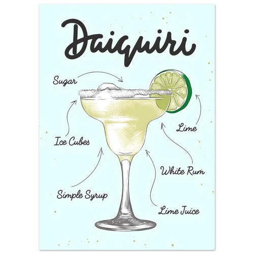 Artfulprints  Daiquiri cocktail – Illustratie   poster 50x70 cm