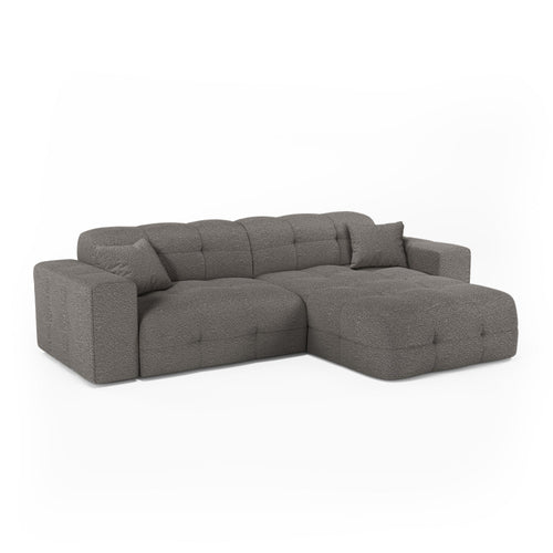 Premium Interiors - Rechthoekige hoekbank COCOON - bouclé-stof grafietgrijs 230cm