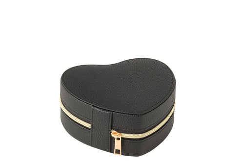 J-Line juwelendoos Hart - kunstleder - zwart - vtwonen shop