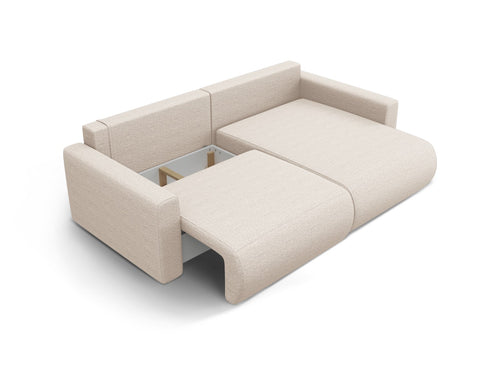 Cosmopolitan Design Omkeerbare converteerbare hoekbank met opbergdoos Belfast 3-zits, structurele stof beige - 149x240x84cm