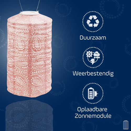 Lumiz solar lampion - paisley cylinder - 18 cm - roze - vtwonen shop