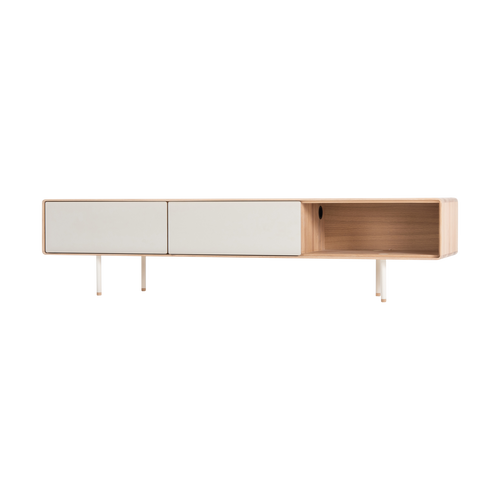 Gazzda Fina Lowboard  TV-meubel Hout - B 200 cm - Whitewash / Mushroom