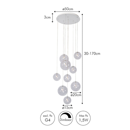 Atmooz hanglamp Camau 9 - wit - Ø 50 x H 170 cm - G4