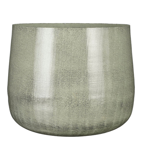 Mica Decorations Benson Bloempot - H32 x Ø37 cm - Metaal - Lichtgrijs