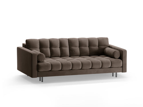 Cosmopolitan Design Slaapbank met opbergdoos Bali 3-zits, flueel chocolade - 84x222x105cm