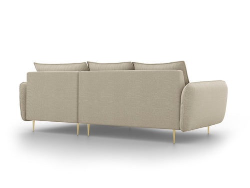 Cosmopolitan Design rechter hoekbank Vienna 5-zits, structurele stof, beige - 170x255x95cm