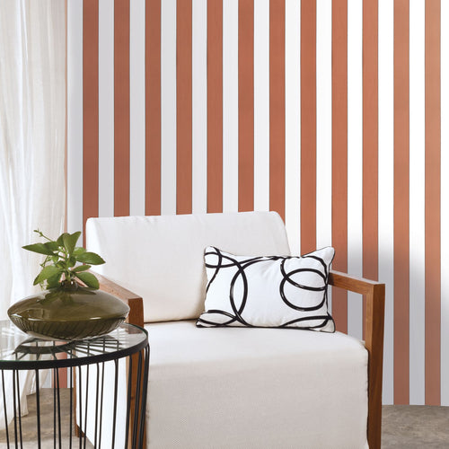 Sanders & Sanders behang strepen terracotta en wit - 53 cm x 10.05 m - 640720