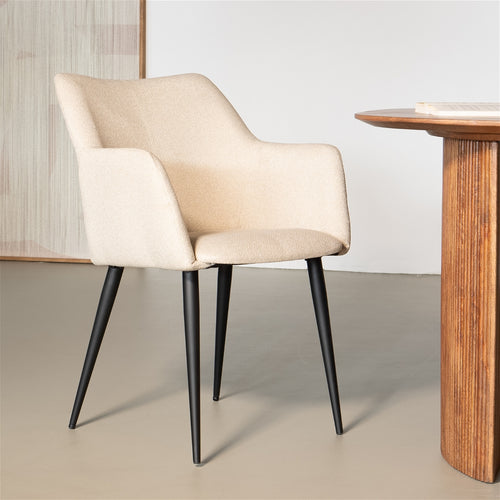 Giga Meubel Eetkamerstoel Ellis - Stof - Beige - Set van 2 - vtwonen shop