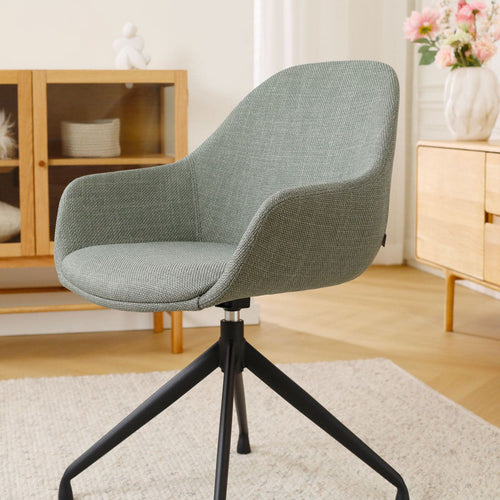 Nolon Nola-Mae Eetkamerstoel Saliegroen - Draaibaar Zwart Onderstel