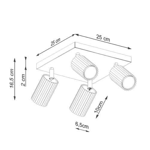 Sollux Lighting Plafondlamp KARBON 4 wit - 25x25x16,5cm