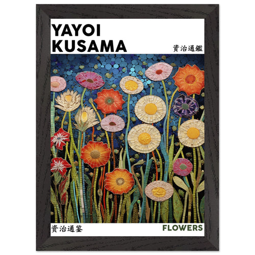 Artfulprints Poster met Lijst Yayoi Kusama - Flowers   - A4 21x29.7 cm - Meerkleurig