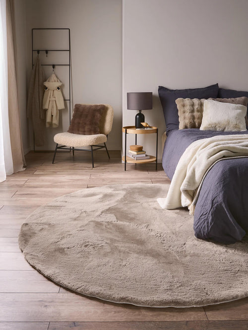 benuta nepbont vloerkleed Dave - taupe - ø 120 cm