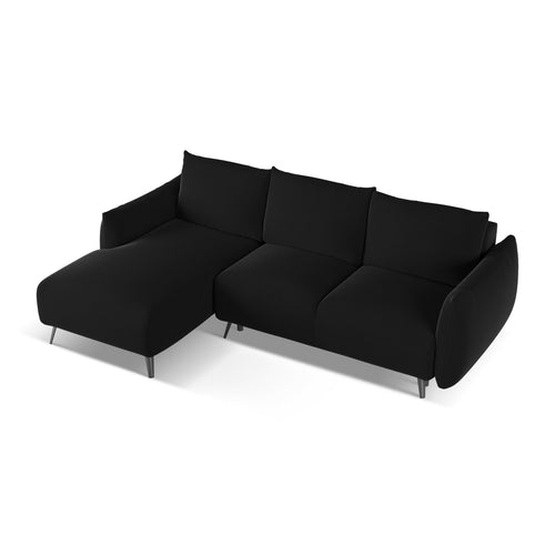 LaMiaSofa hoekbank links Genova - velours - zwart - 242x162x86