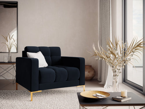 Cosmopolitan Design Fauteuil Bali flueel, donkerblauw - 96x87x75cm