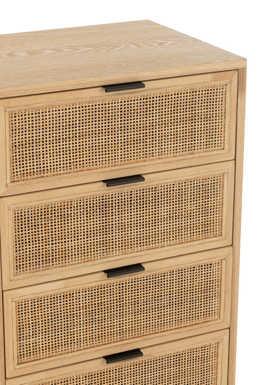 J-Line kast 5 Lades - hout/metaal - naturel/zwart