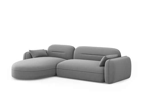 Cosmopolitan Design Modulaire hoekbank links Sydney 4-zits, flueel, lichtgrijs - 165x275x70cm