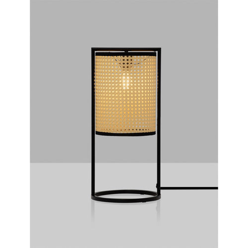 Nova Luce ERTO Cilindrische tafellamp zandkleurig zwart E27 1x12W