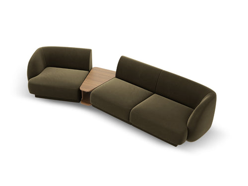 Micadoni linker modulaire bank Miley 3-zits, flueel, groente - 126x303x70cm