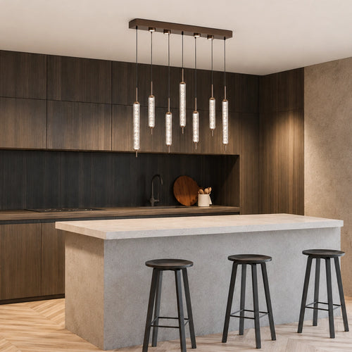 Searchlight hanglamp Cattail - 11 lichts - 85  x 150   cm - brons transparant