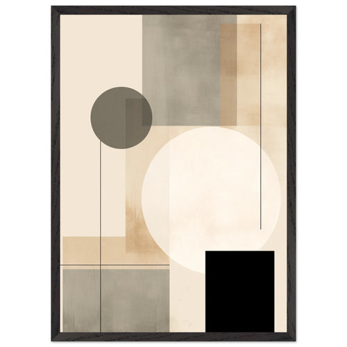 Artfulprints Poster met Lijst Japandi abstract   - 50x70 cm - Taupe