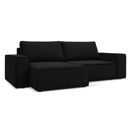 LaMiaSofa hoekbank links Livorno - velours - zwart - 257x148x82