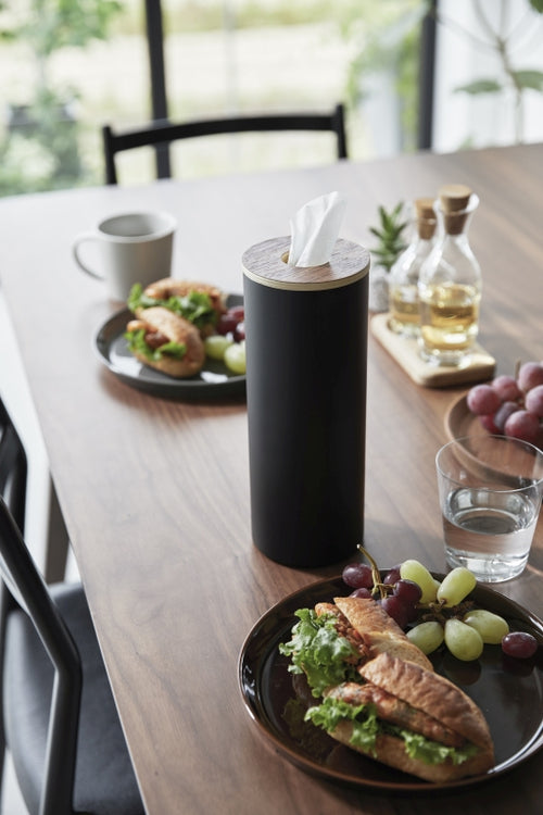 Yamazaki Tissuebox Rond - Rin - Zwart