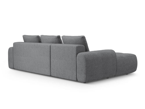 Cosmopolitan Design Uitklapbare hoekbank links met opbergdoos Linz 3-zits, structurele stof grijs - 142x275x84cm