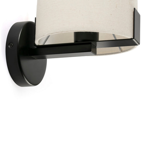 Faro NILA Wandlamp Met Kap Mat Zwart Met Off White Kap