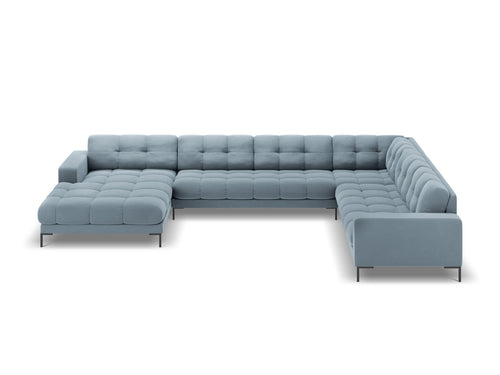 Cosmopolitan Design Panoramische hoekbank rechts Bali 7-zits, flueel, lichtblauw - 256x327x75cm
